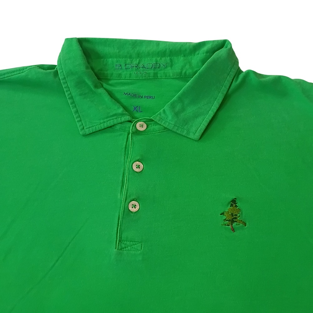 B. Draddy Mens XL Green Pima Cotton Blend Short Sleeve Pine Tree Logo Polo Shirt